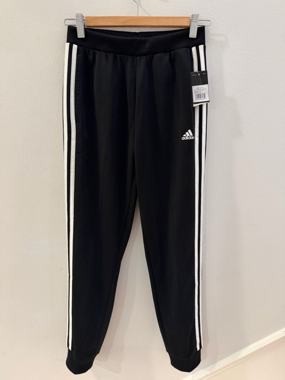 adidas Black Jogger Pants with White Side Stripes